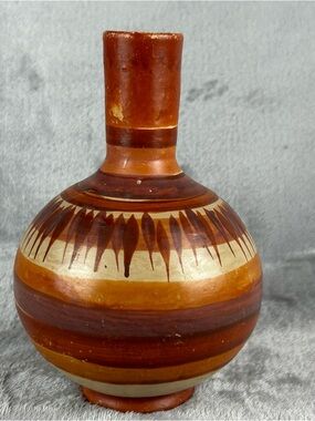Vtg Tonala Style Mexican Vase Pottery Jug Water Pitcher Hand Painted Clay Pot